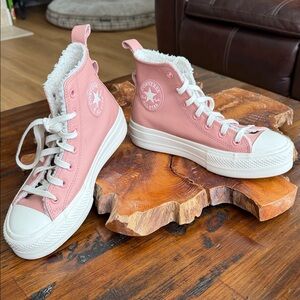 Converse Chuck Taylor Women's Blush High-Top Leather Platform Sneakers 7.5